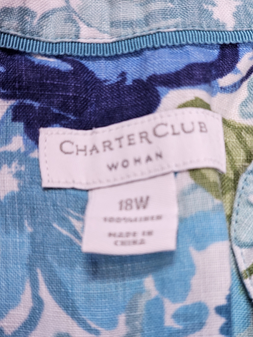 Charter Club Woman Blue Floral Top